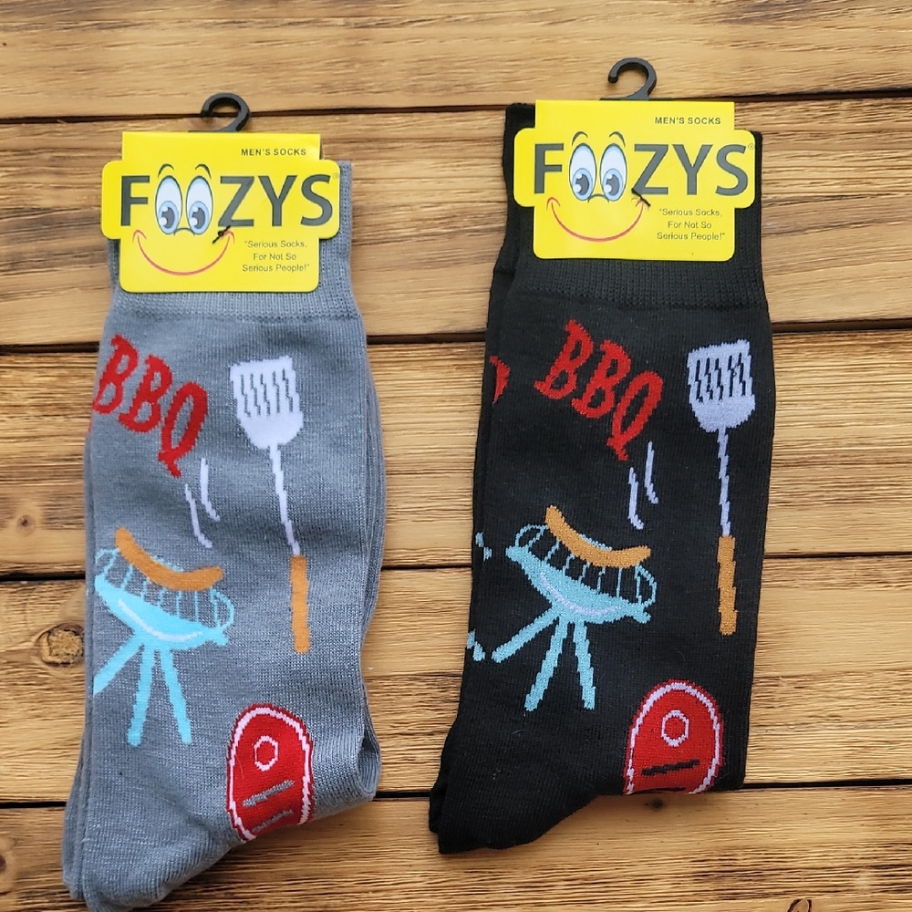 NWT Foozy's BBQ Themed Men's Socks - Gray and Black